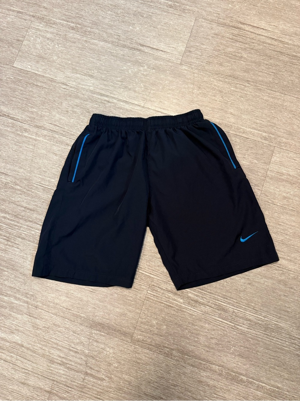 Nike Men’s Navy Blue Athletic Shorts with Bright Blue Trim
